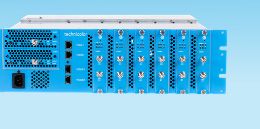 Photo of a DIRECTV COM3000 commercial headend chassis, a compact 3U rack-mount unit